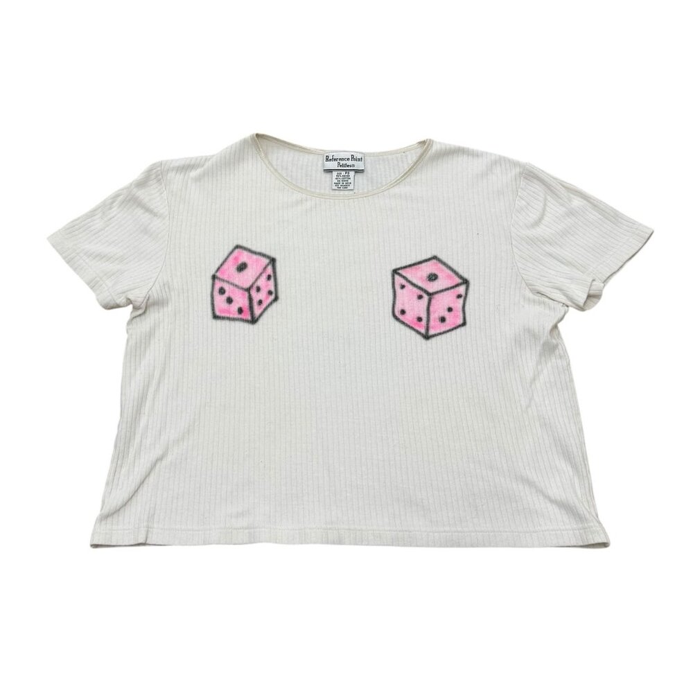 Vintage 1990s Reference Point Airbrushed Dice Ribbed Crop Top